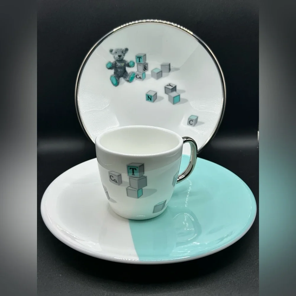 Tiffany & Co. Bear and Block Child / Baby Theme Tableware Set of 3 pcs